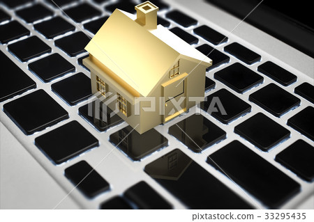 online business concept with house on keyboard 33295435