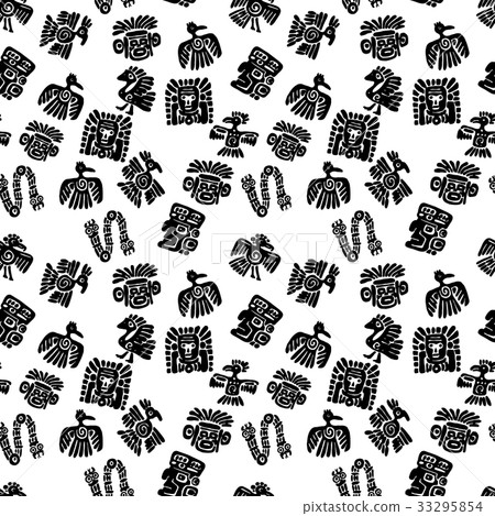 Seamless maya pattern. Black and white ethnic 33295854