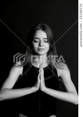 Beautiful Long Haired Girl Meditation Yoga Stock Photo