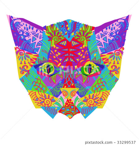 Hand drawn doodle outline cat head Hand drawn doodle outline cat head 33299537