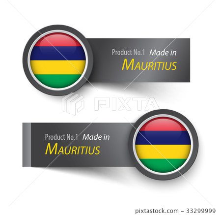 Flag icon and label with text made in Mauritius Flag icon and label with text made in Mauritius 33299999