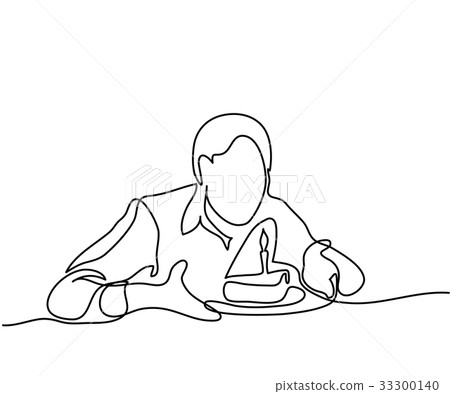 Man holding birthday cake with candle 33300140