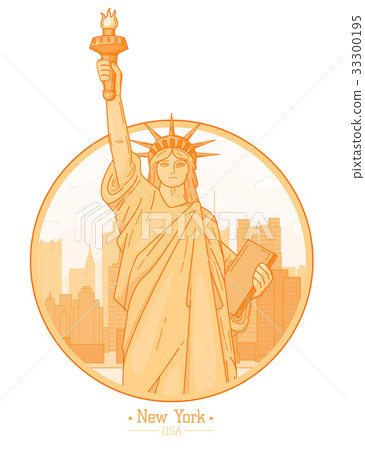 New York city Statue Liberty freedom skyline 33300195