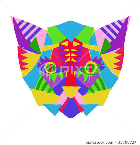 Hand drawn doodle outline cat head 33300724