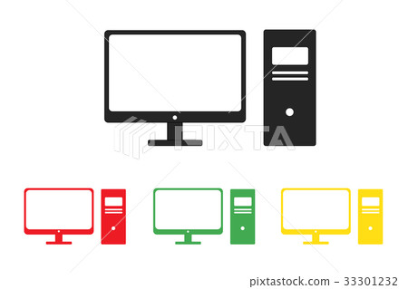 Computer and widescreen monitor icon set - Stock Illustration [33301232 ...