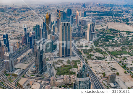 Dubai city seen from Burj Khalifa Dubai city seen from Burj Khalifa 33301621