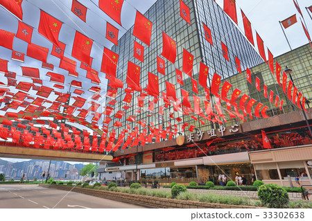 Hong Kong and China flags at July 33302638