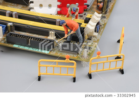 engineers repairing circuit mother board 33302945