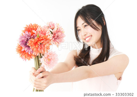 Woman with a bouquet Woman with a bouquet 33303302