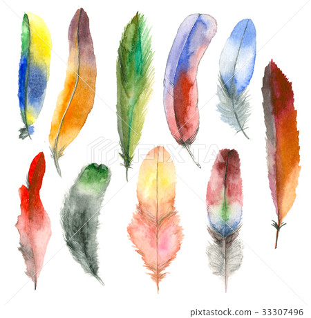 Watercolor feather set Watercolor feather set 33307496