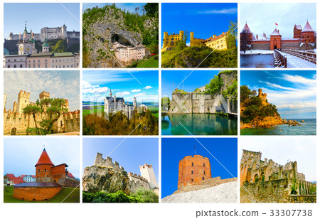 The collage from images of most popular castles of 33307738