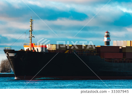 Black cargo ship 33307945