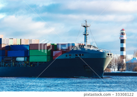 Grey container ship Grey container ship 33308122