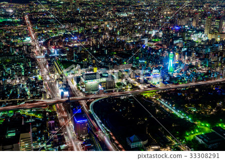 [Osaka Prefecture] Urban landscape at night 33308291