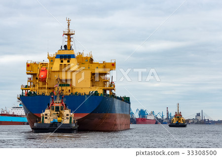 Blue cargo ship 33308500