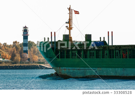 Green cargo ship's bow Green cargo ship's bow 33308528