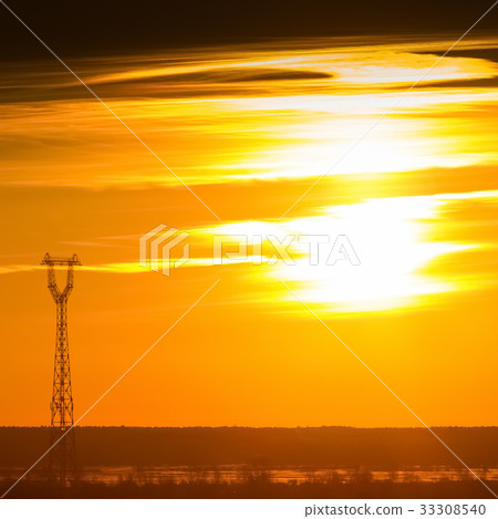 Gold sunset sky 33308540