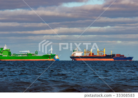 Cargo ships moored Cargo ships moored 33308583