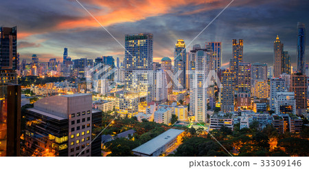 Bangkok city sunset and light in inght time Bangkok city sunset and light in inght time 33309146
