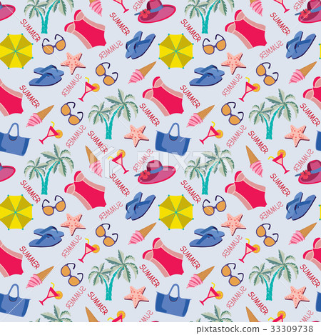 Summer vacation pattern in beach style. Summer vacation pattern in beach style. 33309738