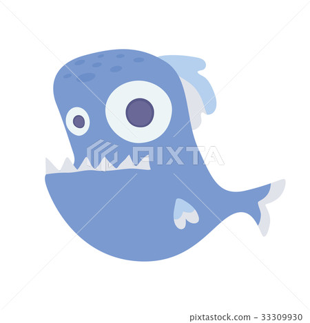 Cute sea toothy fish. Vector illustration 33309930