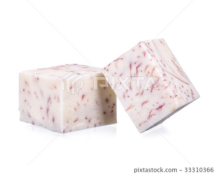 Cube of taro isolated on white background Cube of taro isolated on white background 33310366