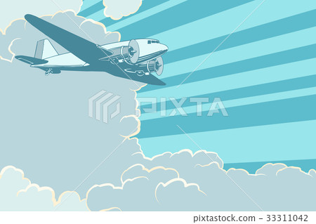 Air transport is flying in the sky plane, retro 33311042