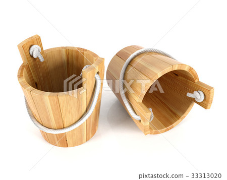Wooden bucket isolated on white background Wooden bucket isolated on white background 33313020