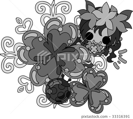 Clover jewelry and cute little girl illustration Clover jewelry and cute little girl illustration 33316391