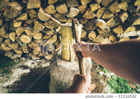 chopping wood first person view 33316592