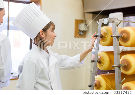 Two people making Baumkuchen Two people making Baumkuchen 33317455