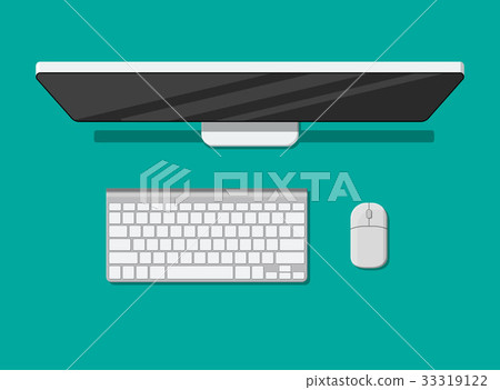 Desktop computer with keyboard and mouse Desktop computer with keyboard and mouse 33319122