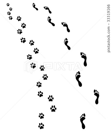 Footprints of man and dog, turn left Footprints of man and dog, turn left 33319166