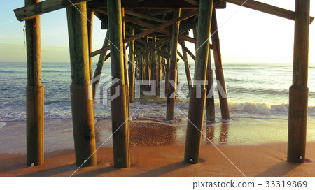 Piles Pier Wood Structure in the Sea 33319869