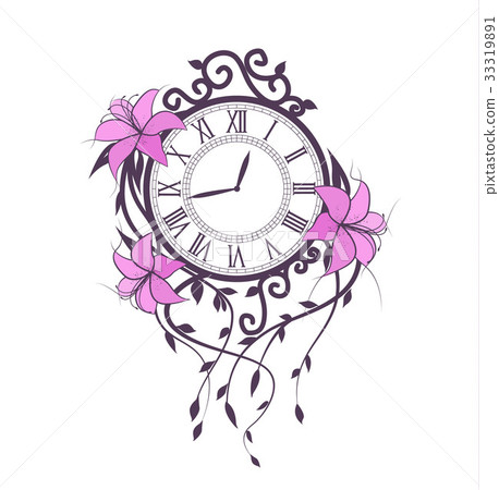 Lily flowers and clock 33319891