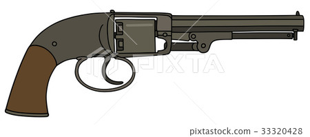 Vintage revolver with wooden handle 33320428