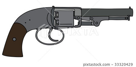 Vintage revolver with wooden handle 33320429