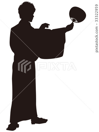Silhouette Yukata men Bon dance Festival Yukata figure Man dancing with a fan 33322959