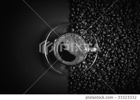 espresso in a glass on wooden table 33323332