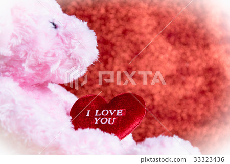 teddy Bear with Heart on red background, teddy Bear with Heart on red background, 33323436