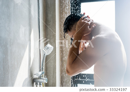 Asian Athletes Showering