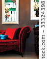 Red Flannel sofa in living room 33324398