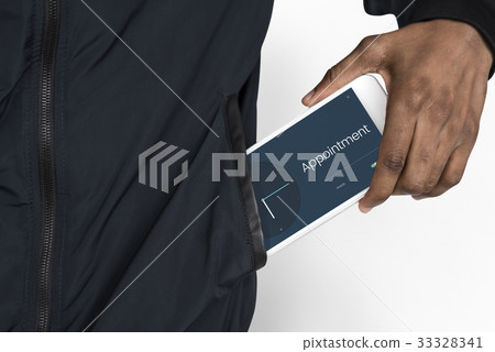 People using smart phone with time clock icon and word People using smart phone with time clock icon and word 33328341
