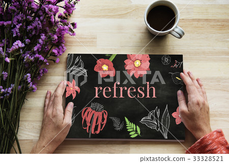 Hands working on banner network graphic overlay 33328521