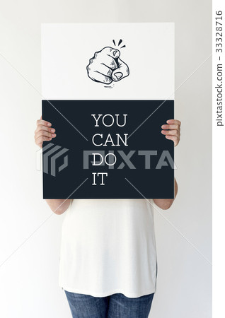 Illustration of pointing finger with motivated aspirations 33328716