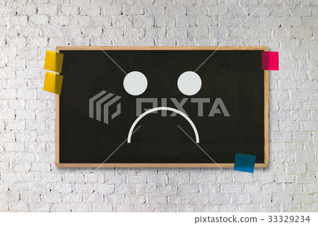 Depressive emotions concept, smiley face depr Depressive emotions concept, smiley face depr 33329234