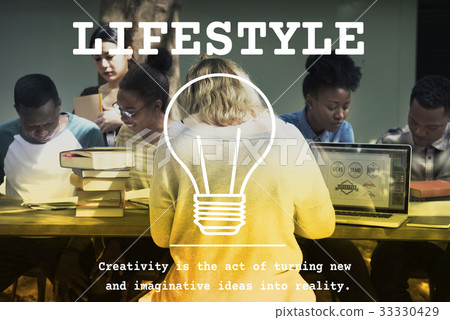 Woman Learning Study School Lifestyle Word Graphic Light Bulb Woman Learning Study School Lifestyle Word Graphic Light Bulb 33330429
