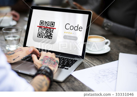 Illustration of QR quick response code application Illustration of QR quick response code application 33331046