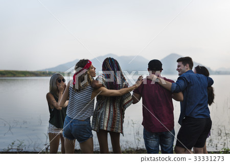 Group of Diverse Friends Travel on Road Trip Together 33331273