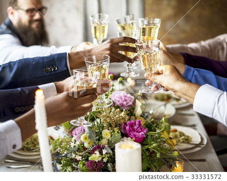 Group of Diverse People Clinking Wine Glasses Together Congratulations Celebration Group of Diverse People Clinking Wine Glasses Together Congratulations Celebration 33331572